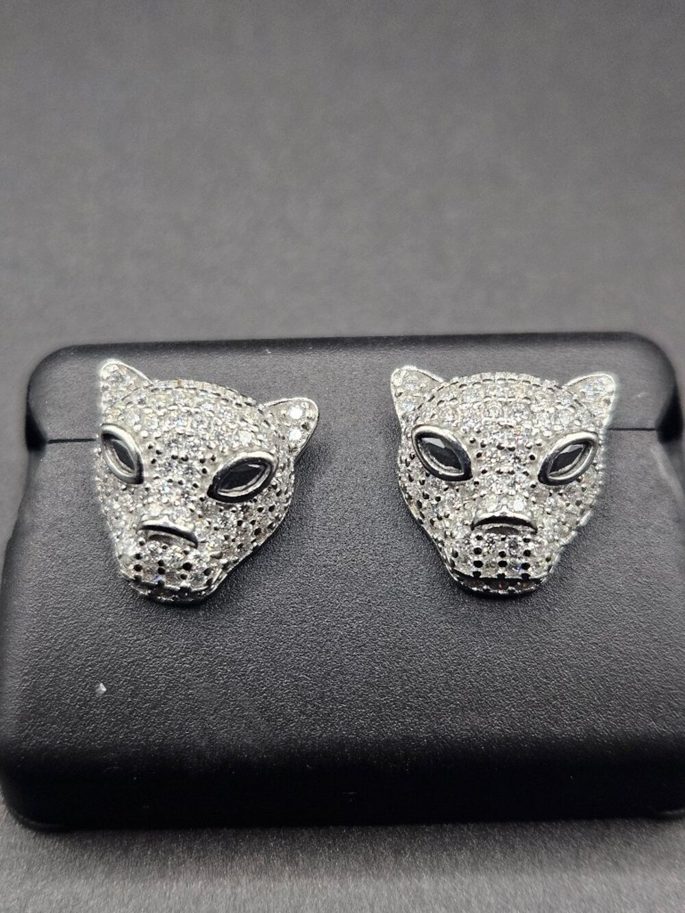 925 Sterling Silver With Moissanite 2CTW Panther Stud Earrings